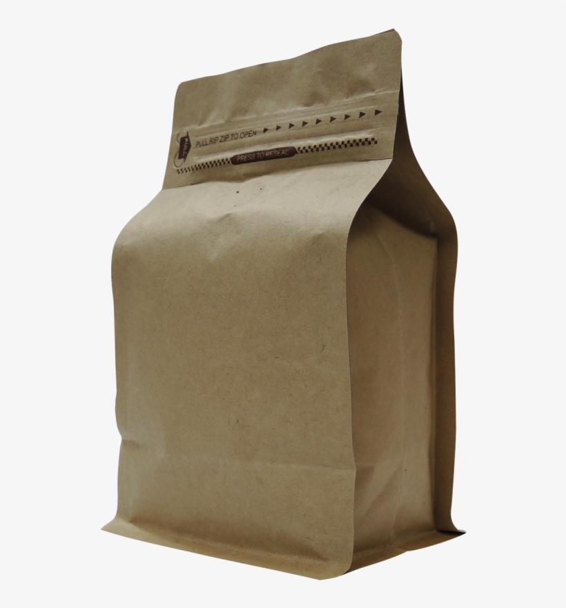 250g Box Bottom Bag With Zip And Valve, Natural Kraft - Bag, transparent png #9398363