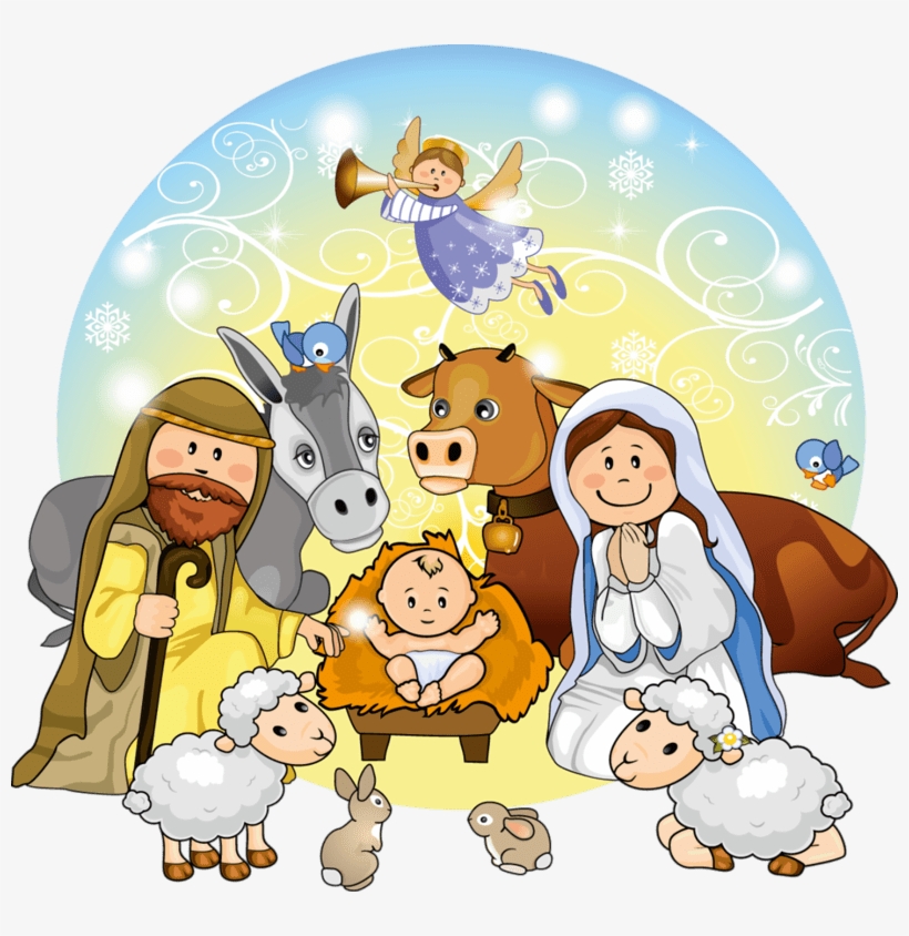 Cute Christmas Nativity Scene Clip - Christmas Nativity Clipart, transparent png #9398980