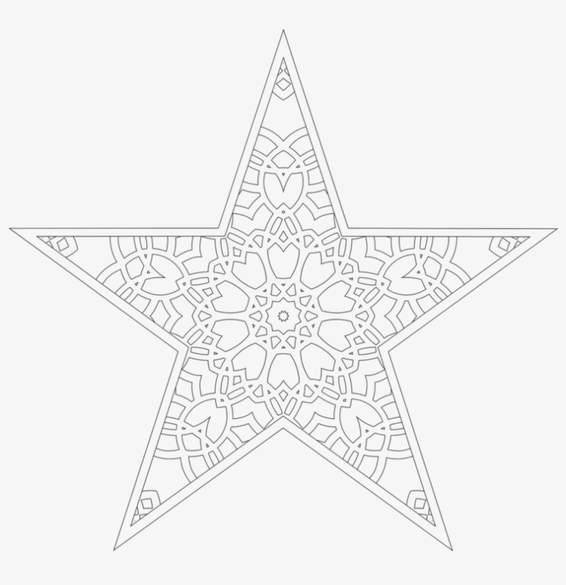 Christmas Tree Star Coloring Page - Line Art, transparent png #9399219