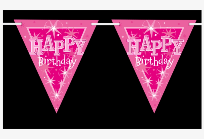 Party Decoration For Girls Hot Pink Happy Birthday - Triangle, transparent png #9399764