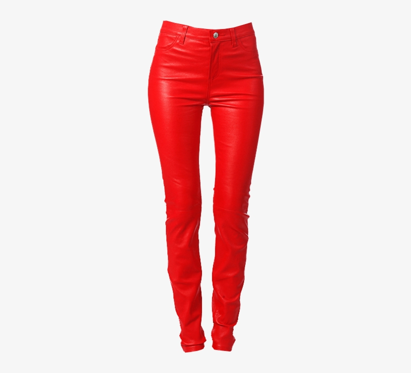 Retro Red Leather Jeans Transparent Image Clothes - Jeans Transparent Background, transparent png #942165