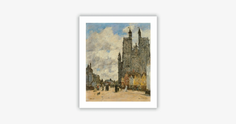 The Square Of The Church Of Saint Vulfran In Abbeville - Giclee Painting: Boudin's The Square Of The Church, transparent png #942606