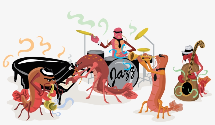 Crawfish Band Free Vector Clip Art - Clip Art, transparent png #943207