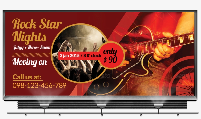 Music Concert Billboard Banners Example Image - 50 Blues Rock Rhythms You Must Know Dvd, transparent png #943323