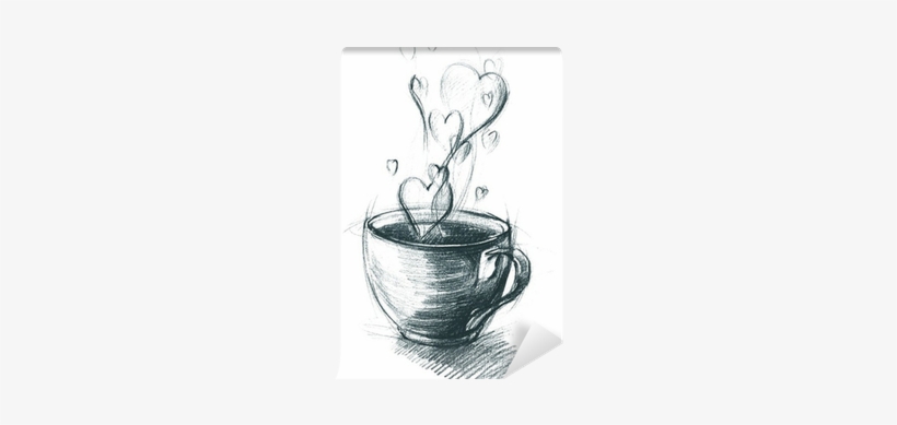 Cup Of Tea With Steam Hearts - Col Cuore In Mano Disegno, transparent png #943969