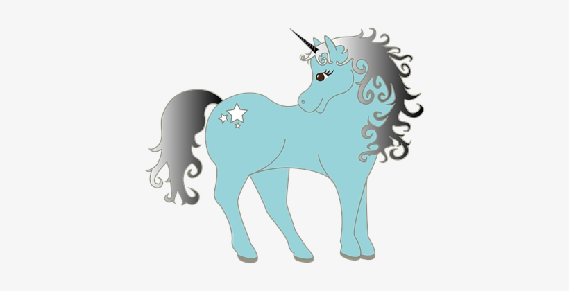 Unicorn Blue Silver Cyan Girl Fairy Tales - Stars And Moon, Unicorn Sketchbook: Blank Pages, Sketch,, transparent png #944321
