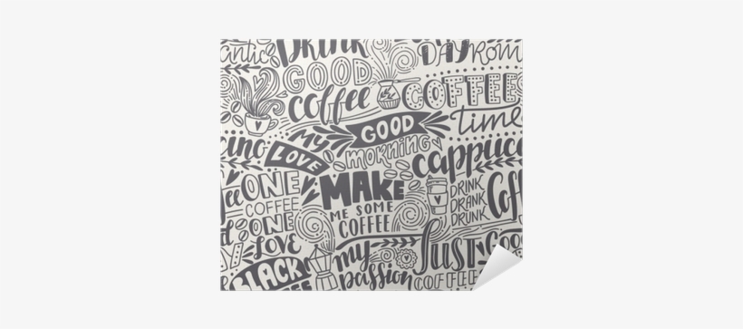 Seamless Lettering Coffee Pattern With Quotes - Coffee Quote Vector Pattern, transparent png #944454