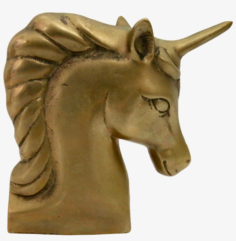 Vintage Brass Unicorn Head Book End On Chairish - Furniture, transparent png #944624