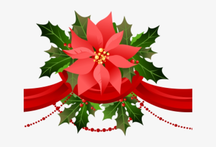 Poinsettia Clipart Borders - Transparent Background Christmas Garland, transparent png #944785