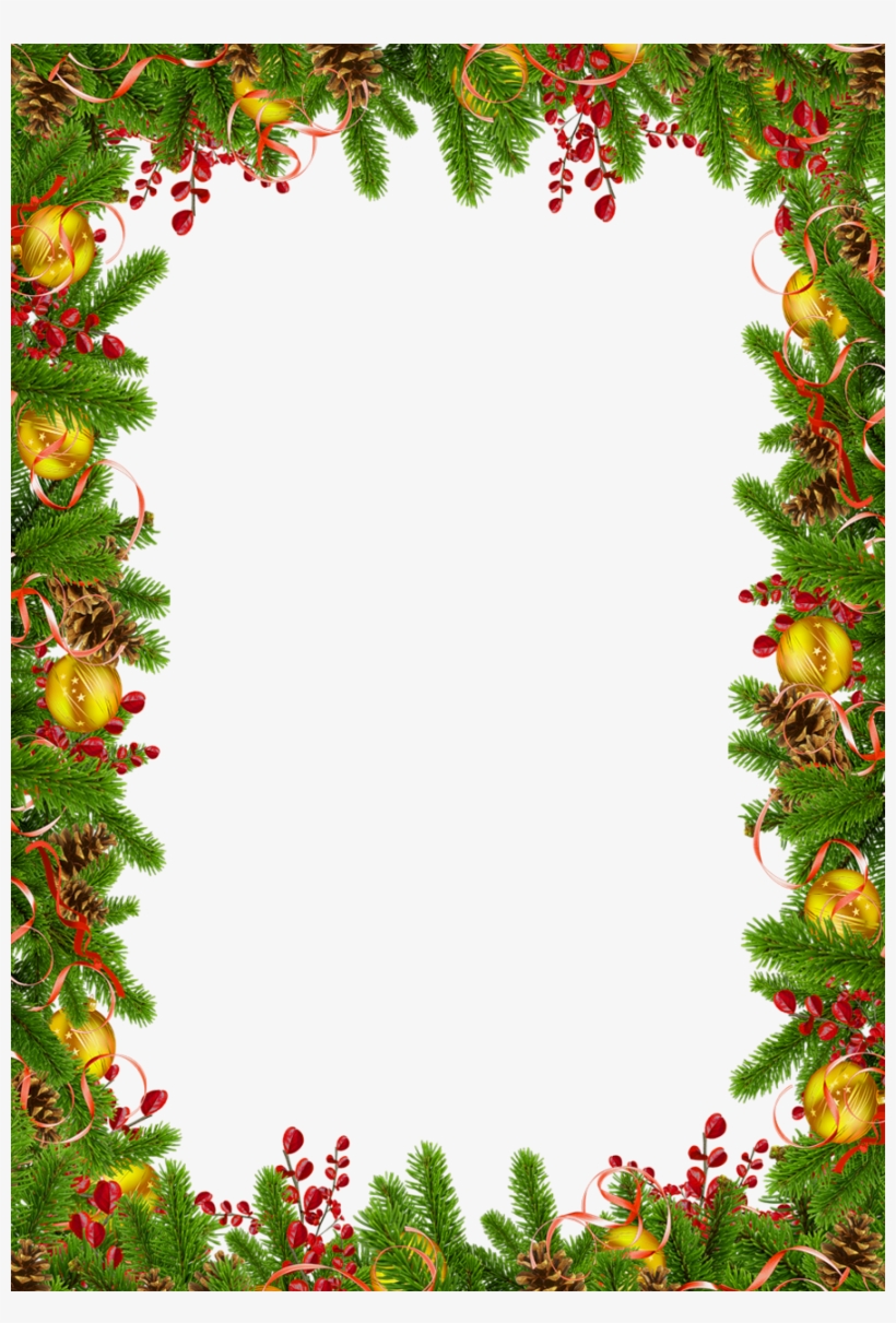 Transparent Christmas Photo Frame With Pine Cones - Диплом Новый Год, transparent png #946133