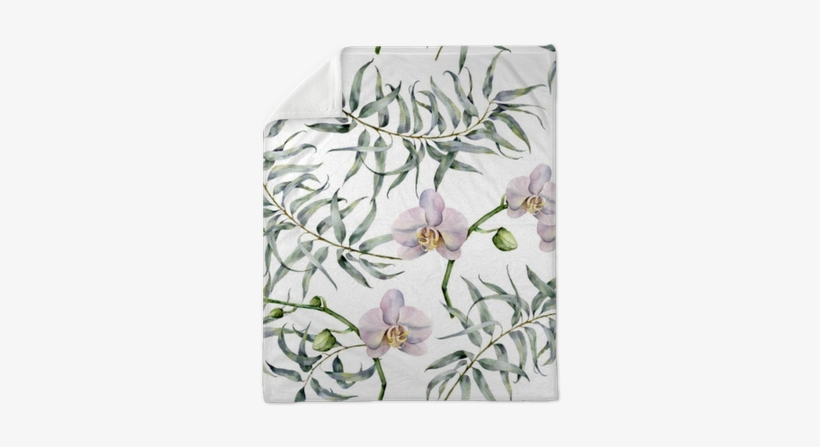 Watercolor Tropic Pattern With Eucalyptus And White - Pattern Of Leaf Branches And Ocher Roses Backpack By, transparent png #947457