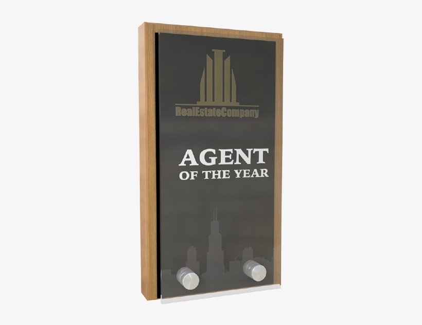 Real Oak Award With Metal Face Plate And Acrylic Front - Employee Of The Year Award, transparent png #947767
