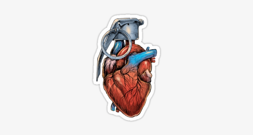 Collection Of Free Grenade Drawing Human Heart Download - Heart Grenade Tattoo, transparent png #948605