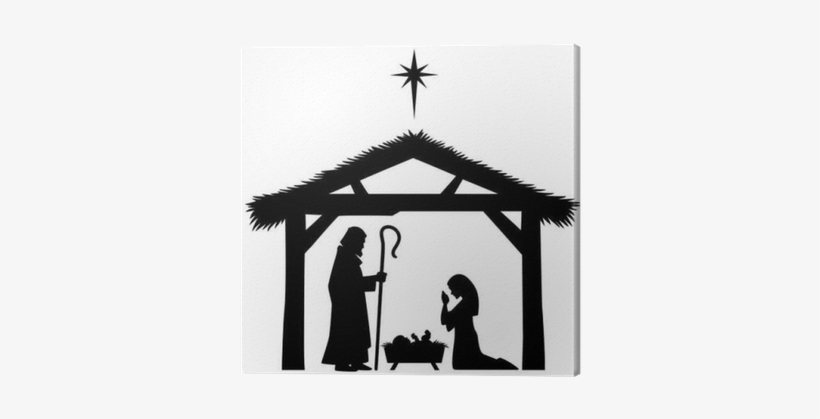 Mary, Joseph And Jesus Silhouette Canvas Print • Pixers® - Mary Joseph And Baby Jesus Silhouette, transparent png #948967