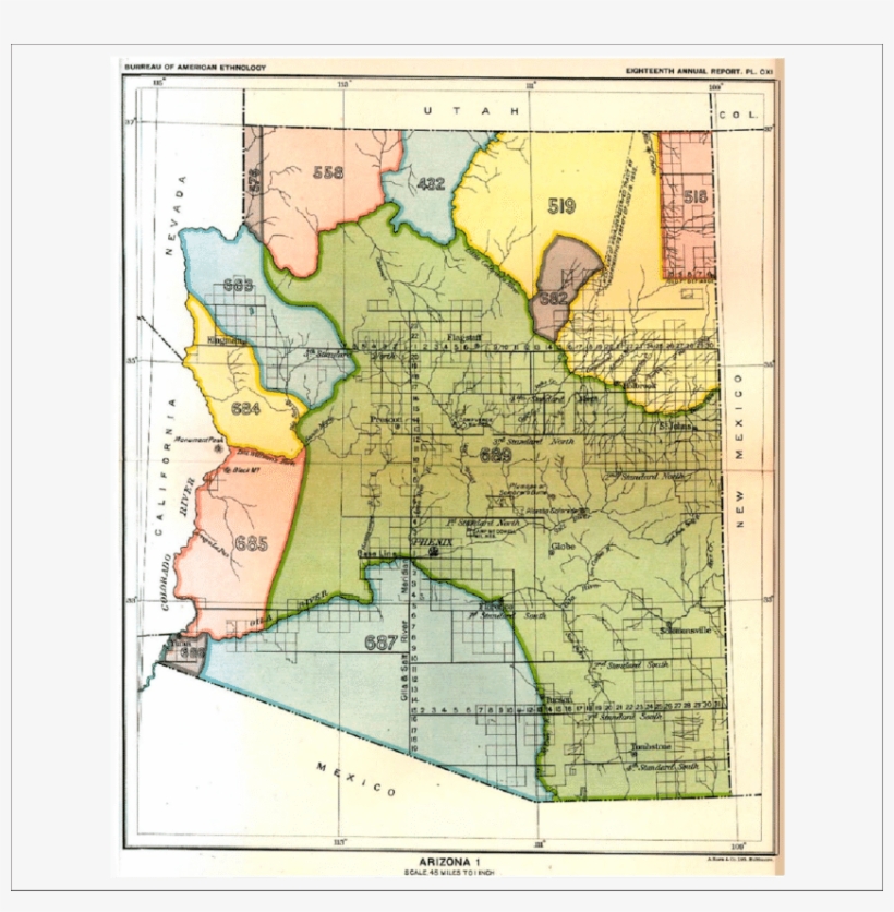 Map Of New Mexico And Arizona - Indian Cessions In Arizona, transparent png #9400216