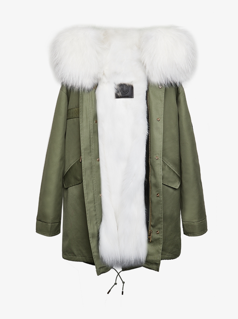 Green Parka White Fox - Green Parka White Fur, transparent png #9407525