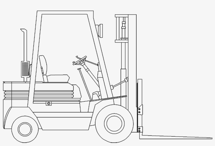 Forklift Drawing Cad - Line Art, transparent png #9410184