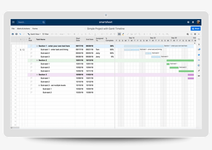 Project Plan With Gantt - Smartsheet Project Plan Template, transparent png #9410419
