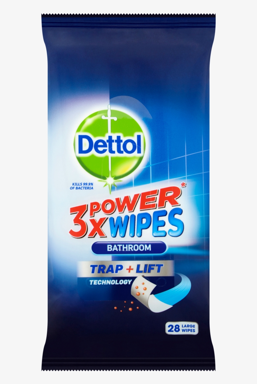 Dettol 3x Power Bathroom Wipes - Dettol, transparent png #9411477
