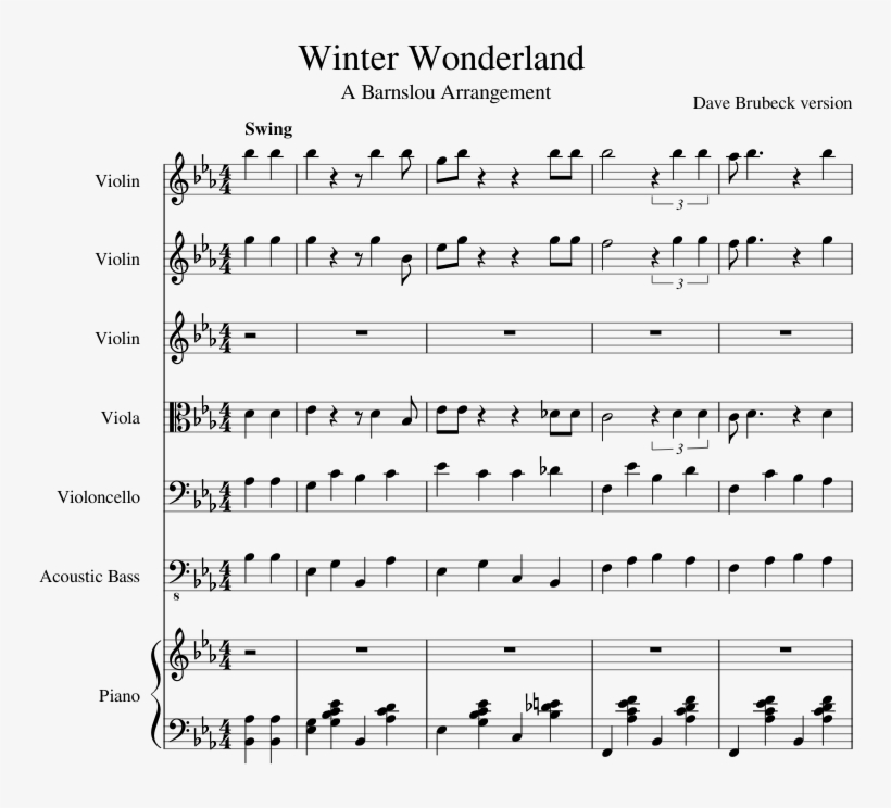 Winter Wonderland - Barnslou Arrangement - Dave Brubeck - Lucid Dreams Sheet Music Trumpet, transparent png #9412235