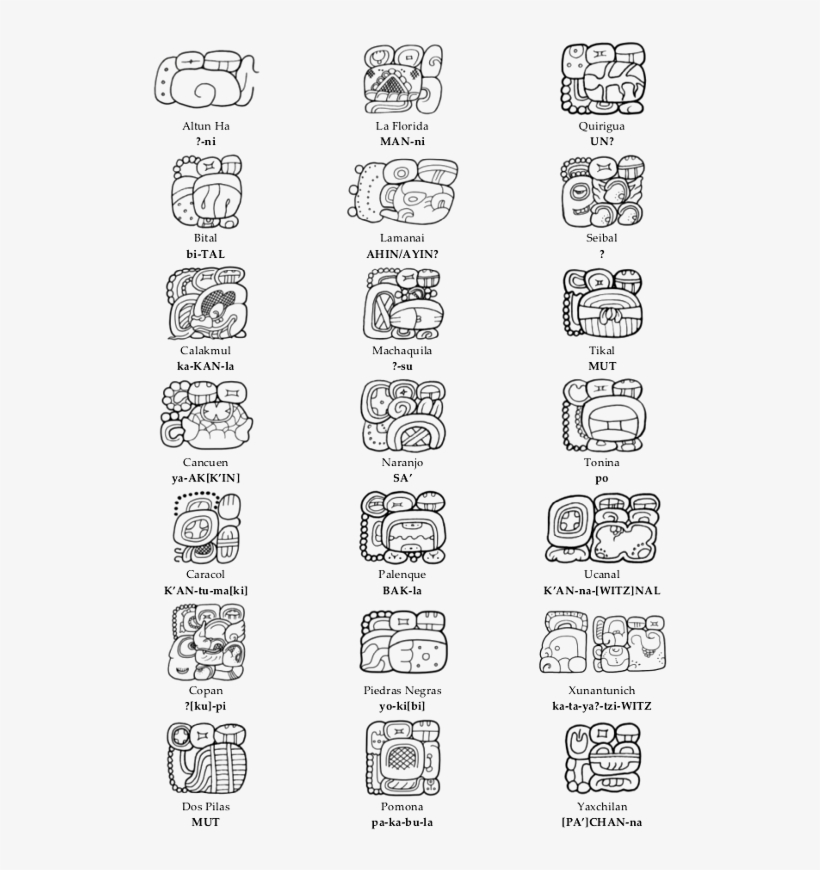 Maya Emblem Glyphs Lowlands - Line Art, transparent png #9412646