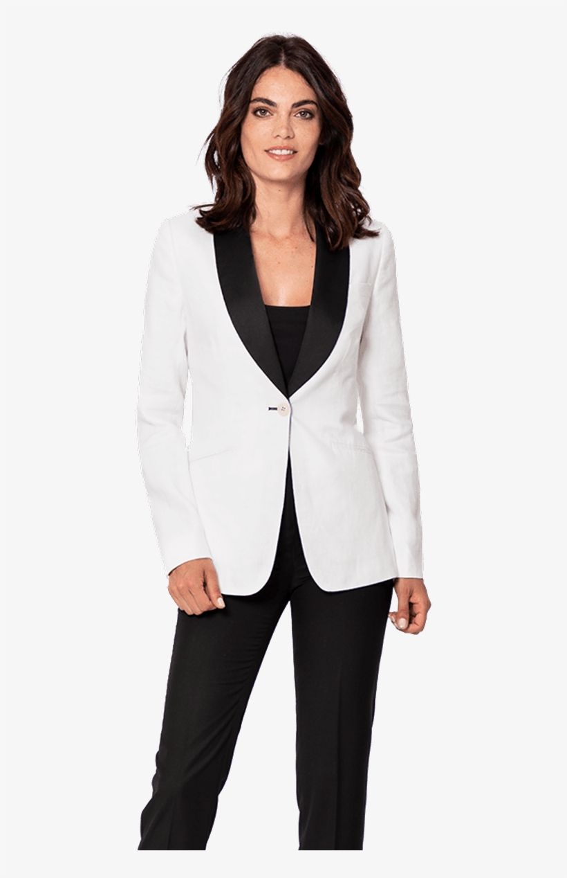 White Tuxedo Blazer - Blue White And Black Tuxedo Women, transparent png #9414248