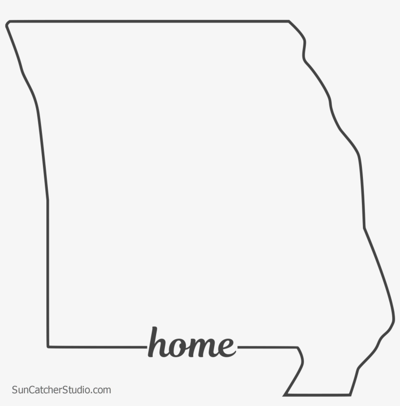Free Missouri Outline With Home On Border, Cricut Or - Line Art, transparent png #9414859
