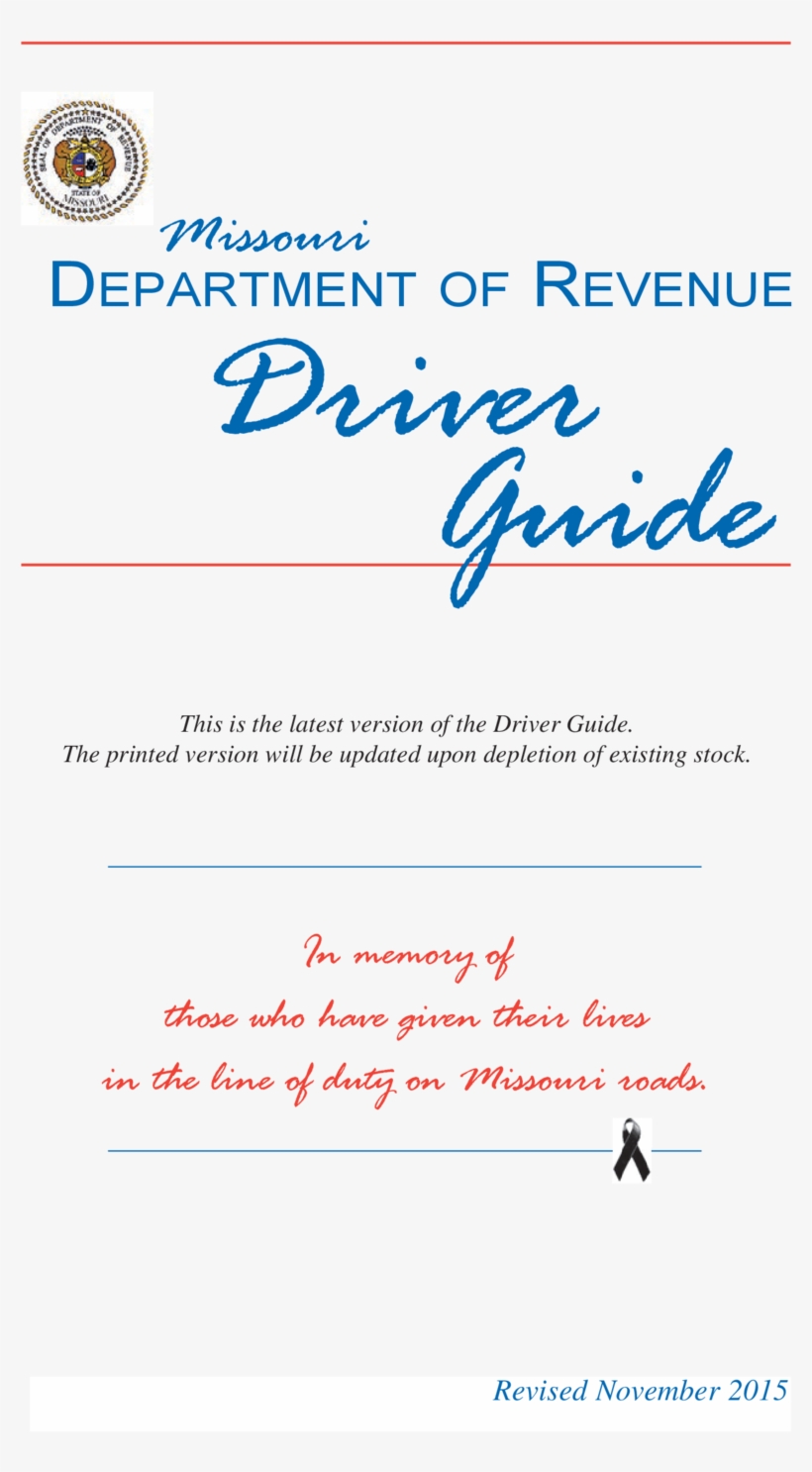 Missouri Department Of Revenue Driver Guide This Is - Document, transparent png #9414934
