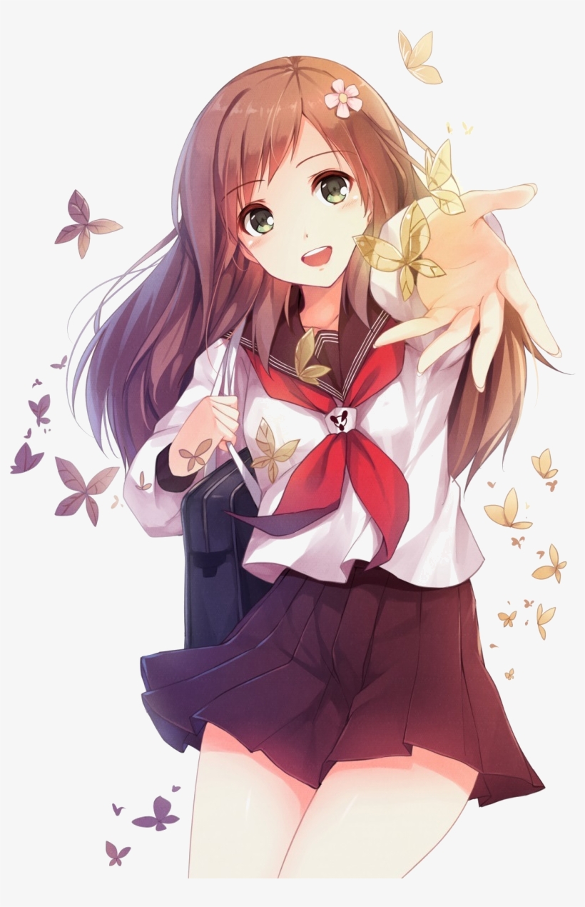 Edited At Http - Cute Anime School Girl, transparent png #9415198