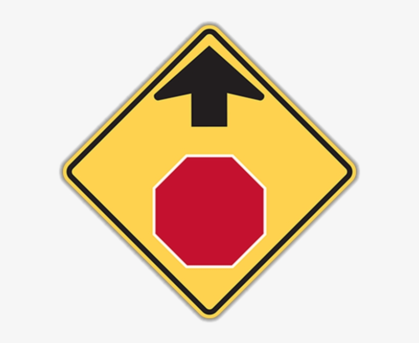 Larger Photo - Stop Sign Ahead Sign, transparent png #9416207