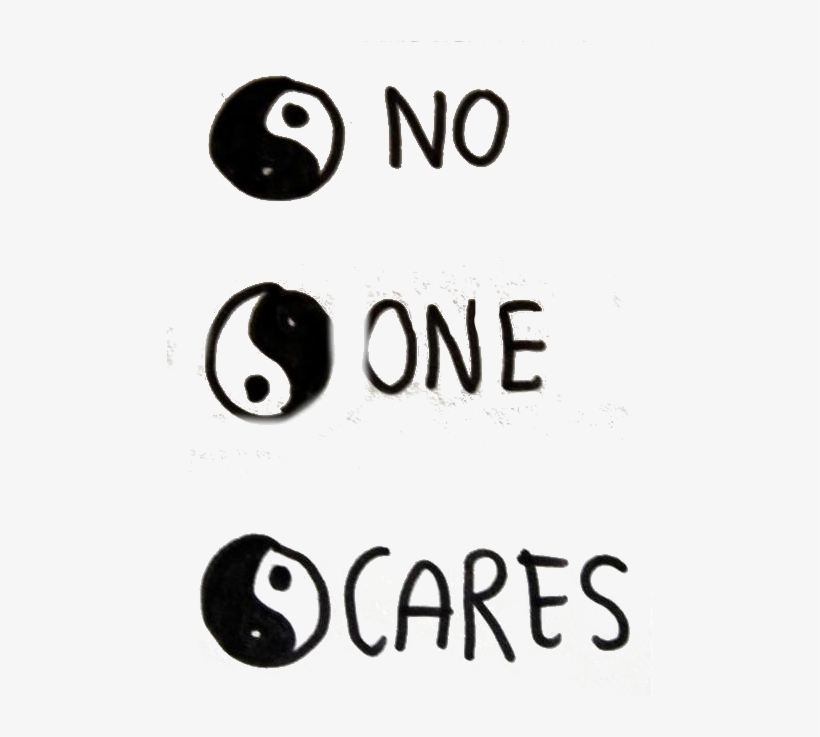 Drawing Text Ying Yang One No Cares Placetobefreeart - Poster, transparent png #9418293