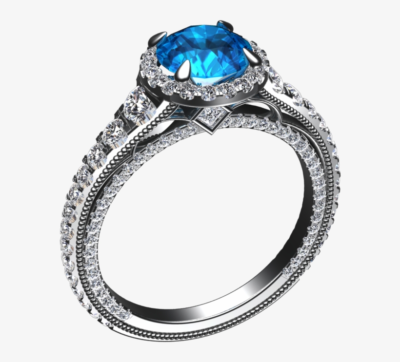 00 Carat Natural Blue Topaz And Diamond Ring Style - Ring, transparent png #9419661