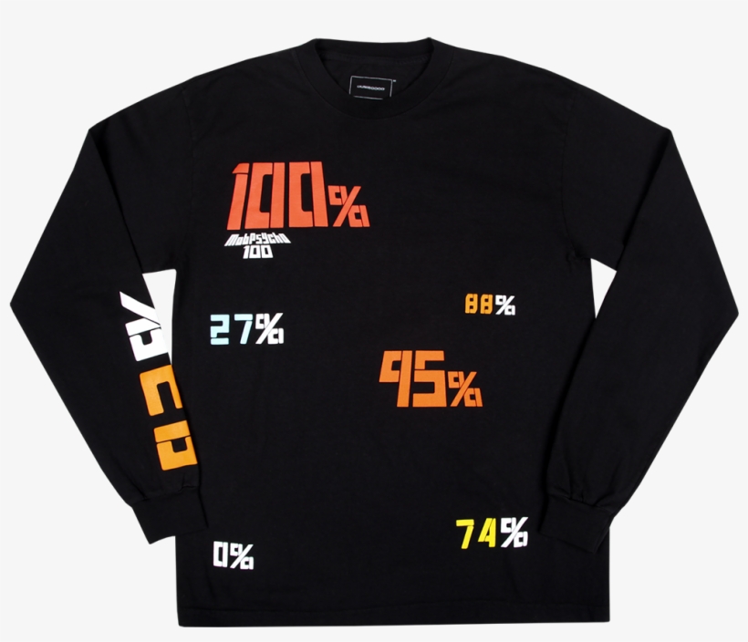 Mob Psycho All Percentages Ls Tee - Long-sleeved T-shirt, transparent png #9420928