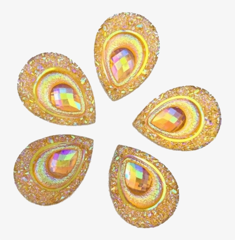 Yellow Sugar Crystal Raindrop Gems For Face Painting - Earrings, transparent png #9425962