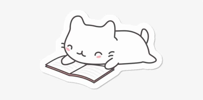 Kawaii Cat Reading A Book - Dibujo De Gato Kawaii Leyendo, transparent png #9428124