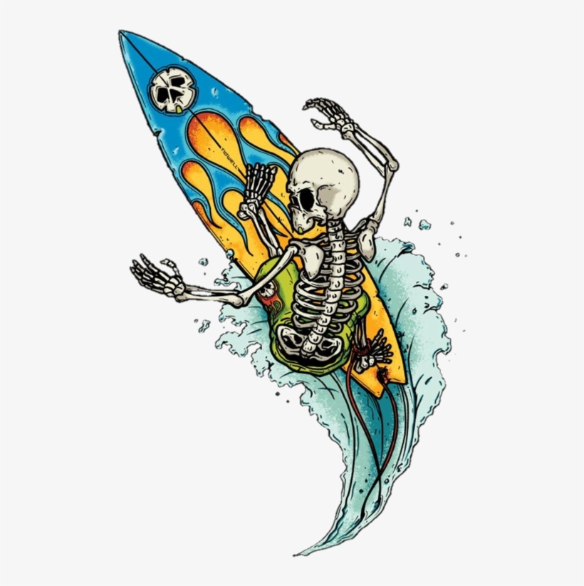 Surfer Tattoodesign - Caveira Surfista Desenho, transparent png #9429143