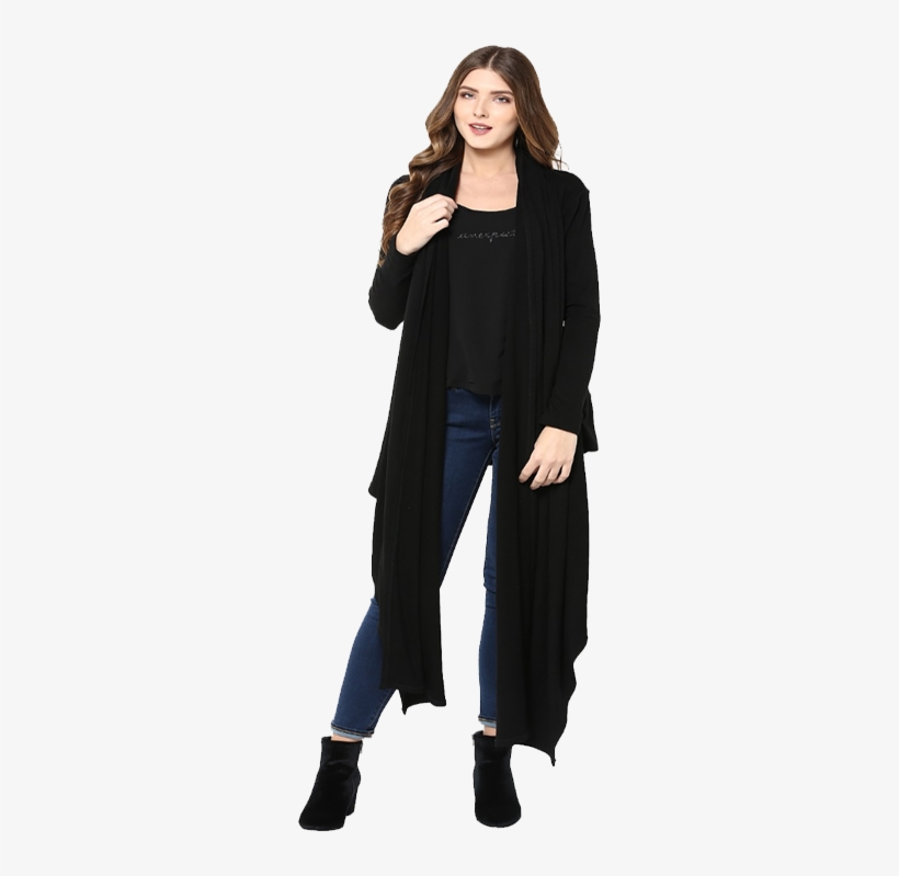 Black Woolen Lycra Wrap Cape Top - Photo Shoot, transparent png #9429205
