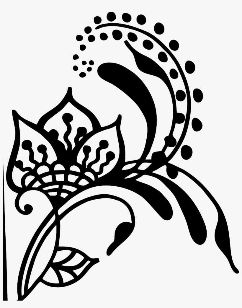 Art,free - Black And White Silhouette Henna Simple, transparent png #9429553