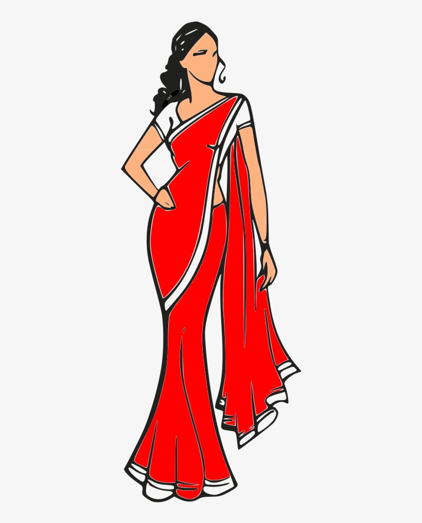 Big Image - Women In Saree Clipart, transparent png #9429555