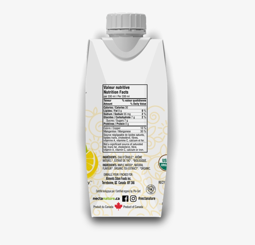 Organic Maple Water Lemon Tea 330ml - Label, transparent png #9429801