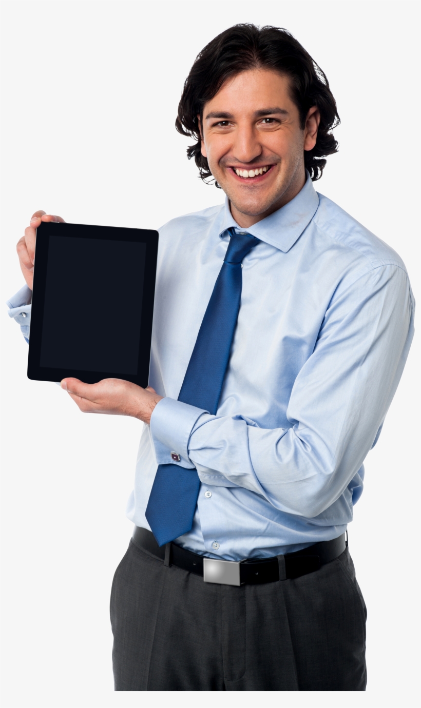 Men With Tablet Free Commercial Use Png Image - Tablet Representative, transparent png #9431304