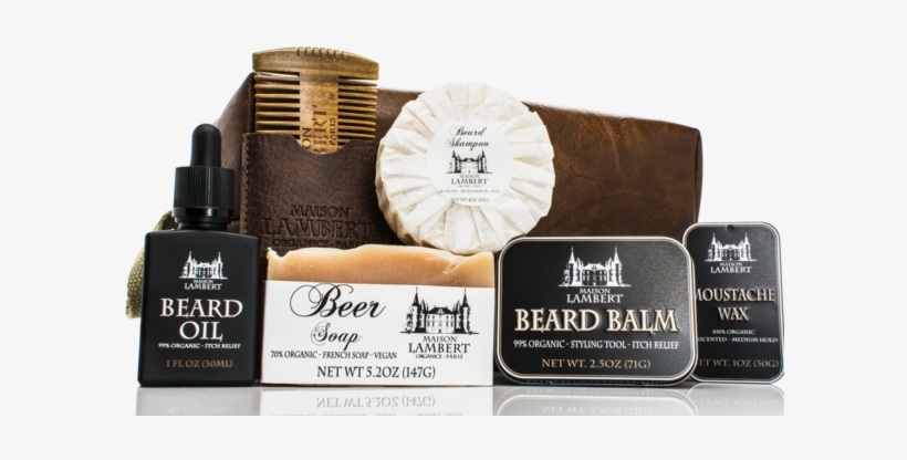 Maison Lambert Organic Beard Kit In Pu Leather Bag - Beard Oil, transparent png #9432003
