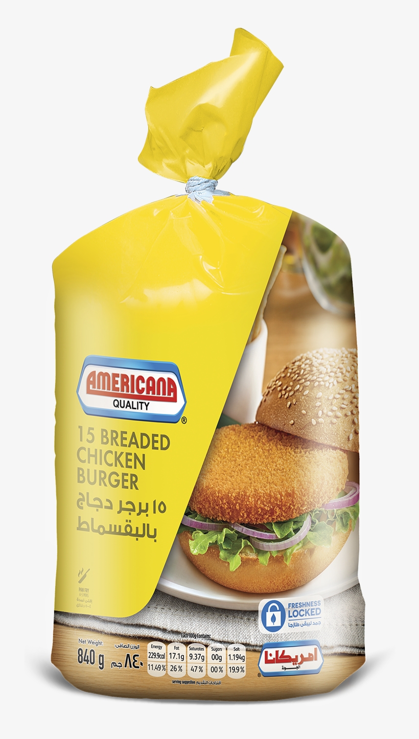 370106 Americana Breaded Chicken Burger 840g 15pcs - Americana Chicken Burger, transparent png #9433372