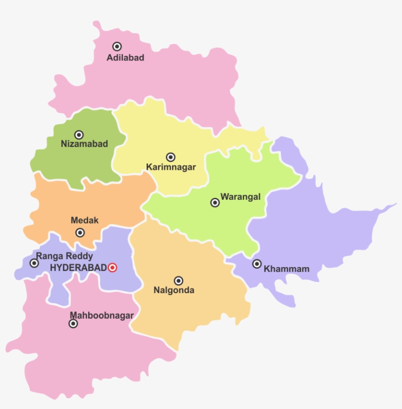 Temples - Telangana New Map Png, transparent png #9434500