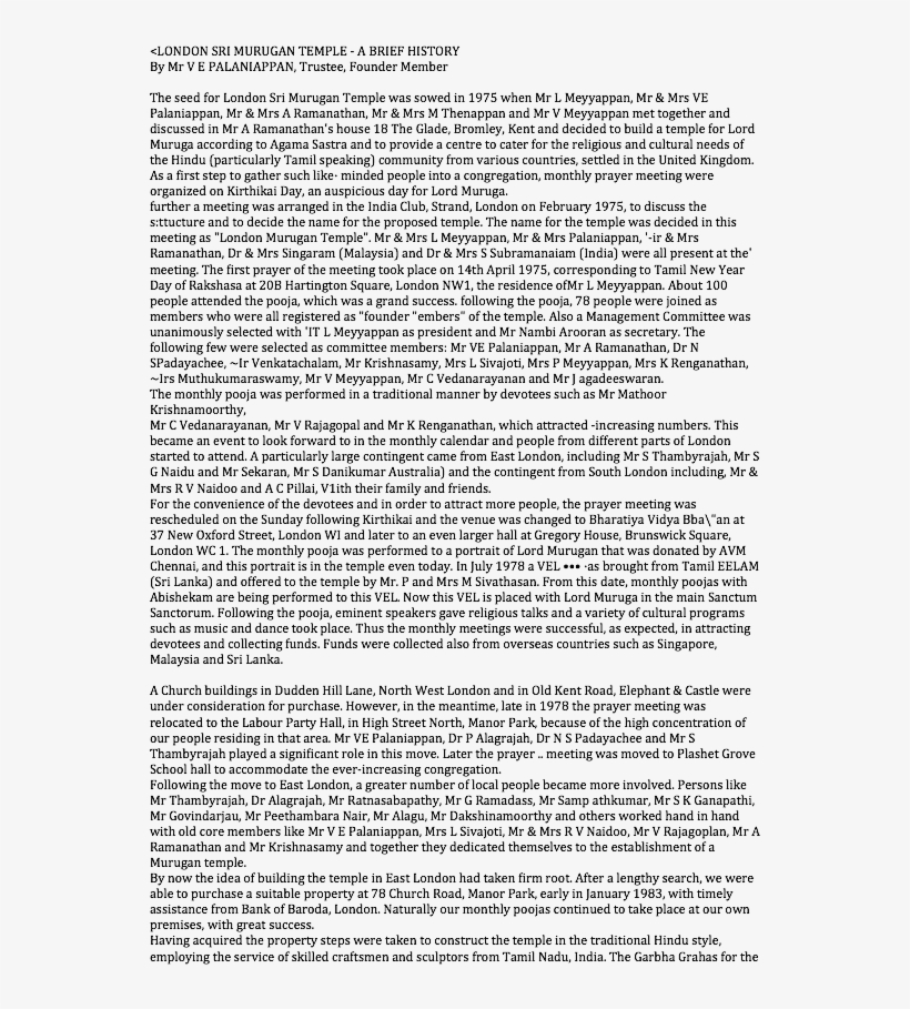 <london Sri Murugan Temple - Document, transparent png #9435211