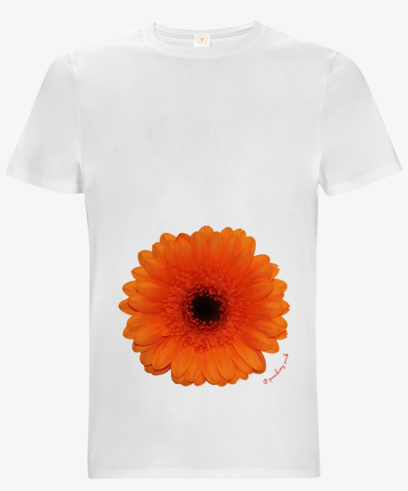 Gooseberry Pink Orange Gerbera Relaxed Fit Top In White - English Marigold, transparent png #9436212