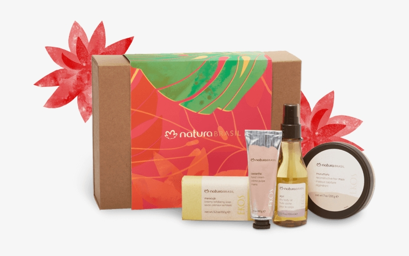 Box With Beautiful Tropical Leaves That Contains Four - Cosmetics, transparent png #9436875