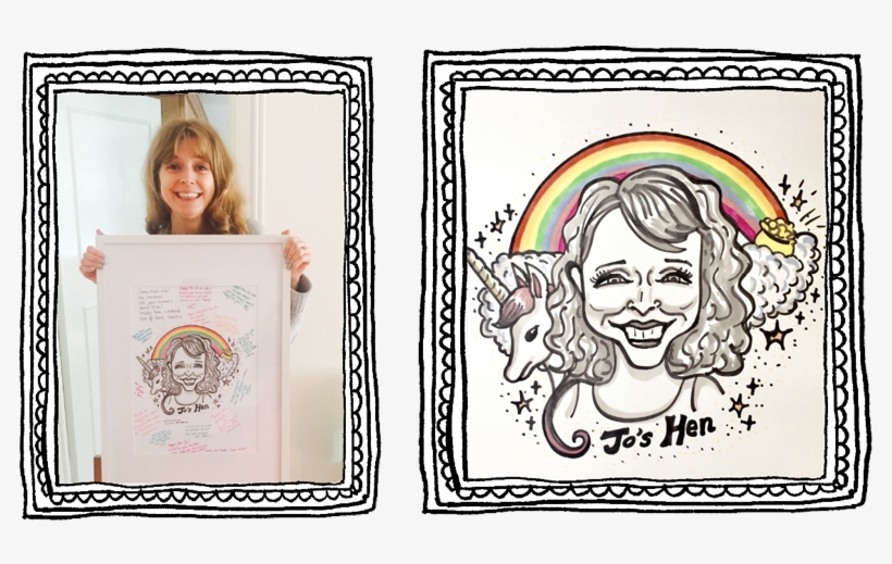 Jo's Hens Commissioned Her Caricature With A 'rainbow - Drawing, transparent png #9438141