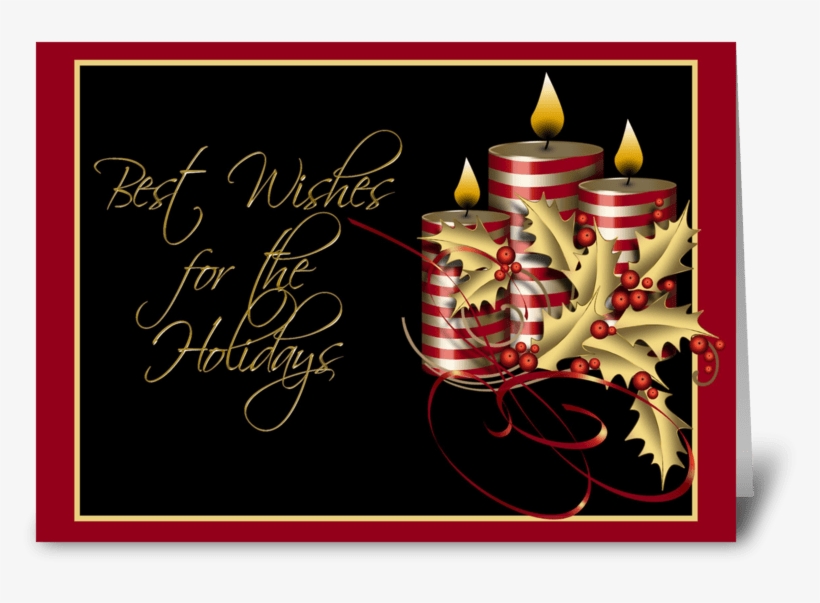Gold Holly, Candles, Christmas Greeting Greeting Card - Bang Huu, transparent png #9439472