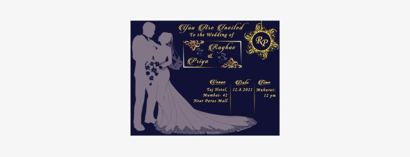 Rich Blue, Modern And Elegant Muslim Wedding E- Card - திருமண வாழ்த்து, transparent png #9439543
